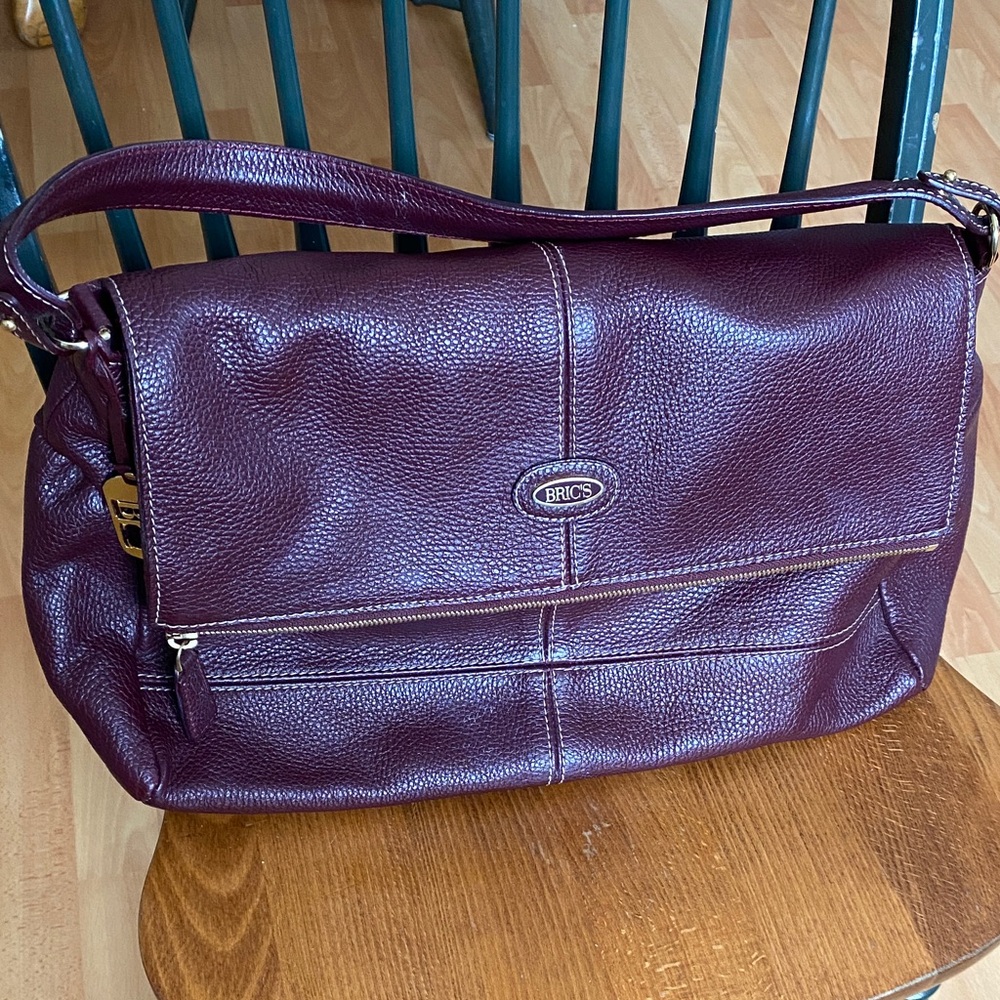 Bric's Rich Burgundy Leather Shoulder Bag